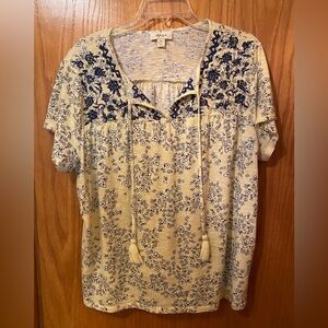 Style & Co Lightweight Floral Print/Embroidered Women's Top 2X